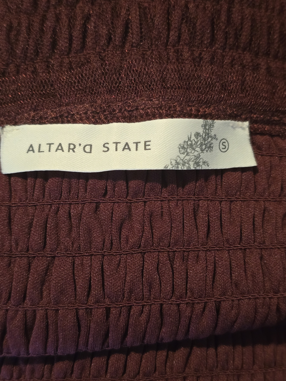 Altar'd State Wine Colored Tulle Maxi Dress with Ruffle Sleeves - Picture 2 of 5